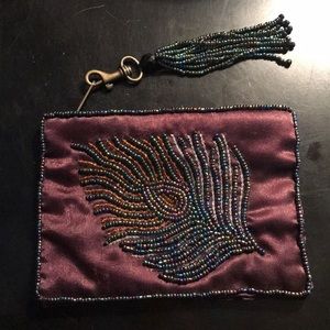 Purple beaded Coin purse/ Wallet